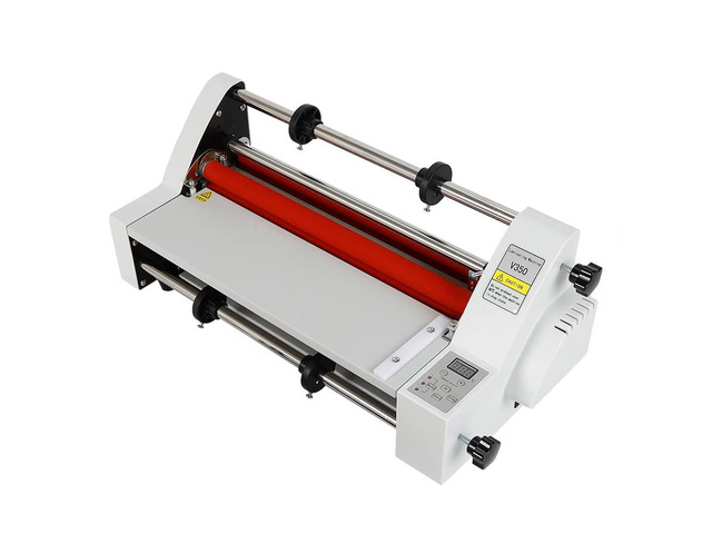 V350 Hot Cold Roll Laminator, 13' Electronic Laminating Machine Single & Dual Sided 350mm Digital Display Temperature Control with 4 Rollers for...