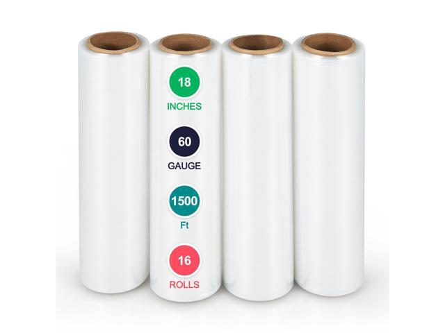 16 Rolls 18' x 1500 Ft Stretch Wrap, Heavy Duty Shrink Wrap Roll for Packing, 60 Gauge High Performance Plastic Wrap for Moving Packing Shipping.