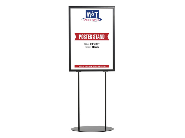 Metal Oval Info Board Black 24x36 Inches Slide-In Poster Sign Holder 1 Tier Double Sided Floor Standing Pedestal Advertising Display with Backing...
