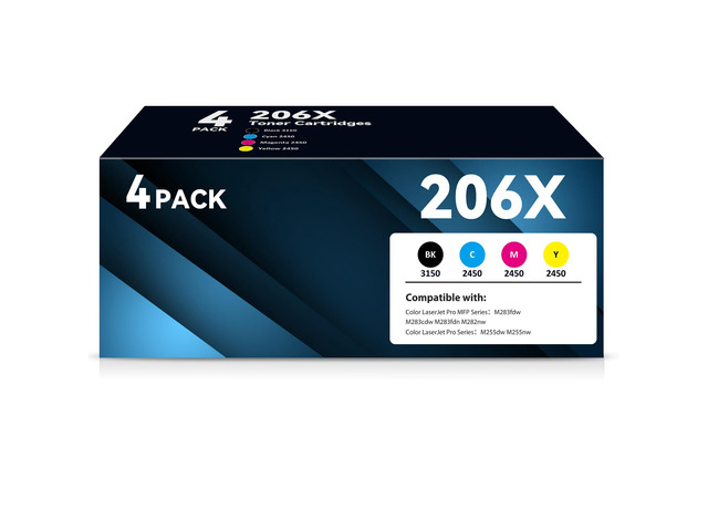 206X Toner Cartridge 4 Pack High Yield Replacement for HP 206X 206A Toner Cartridge Set W2110x hp206x Compatible with Color LaserJet Pro MFP...