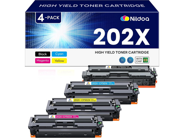 202X Toner Cartridges 4 Pack High Yield Replacement for HP 202X CF500X CF501X CF502X CF503X Color Pro M254dw; MFP M281cdw M281fdw Printer Ink(Black...