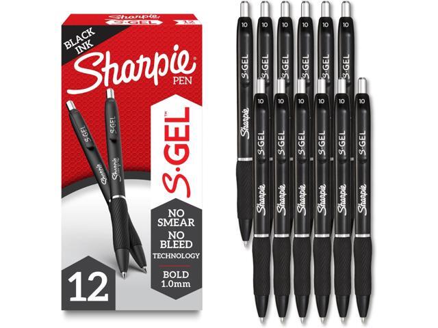 S-Gel Pens, Bold Point (1.0mm), Black Gel Ink, 12 Count - Writing, Journaling, Note-Taking, College, Teacher Supplies, Office (Pack of 12)