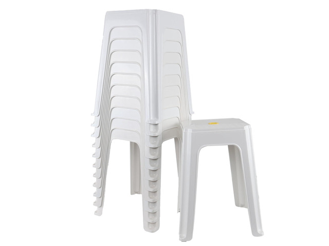 12 Pack Plastic Bar Stools, 18.7 Inch White Nesting Stool Portable Backless Stool, Seating Dining Chairs for Classroom Office Home