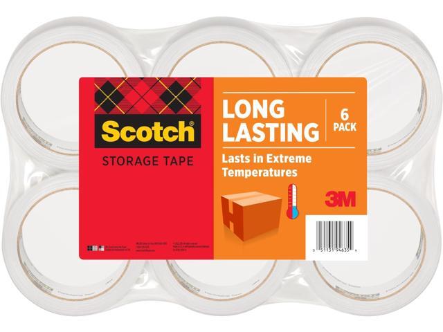 Packaging Tape, 1.88' x 54.6 yd, Clear 3' Core Weather Resistant For Storage 6 Rolls, Pack of 6