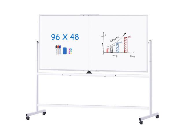 Rolling Whiteboard, 96x48 Large Double-Sided White Board Dry Erase on Wheels, Giant Magnetic White Board Standing for Office, School, Home Office,.