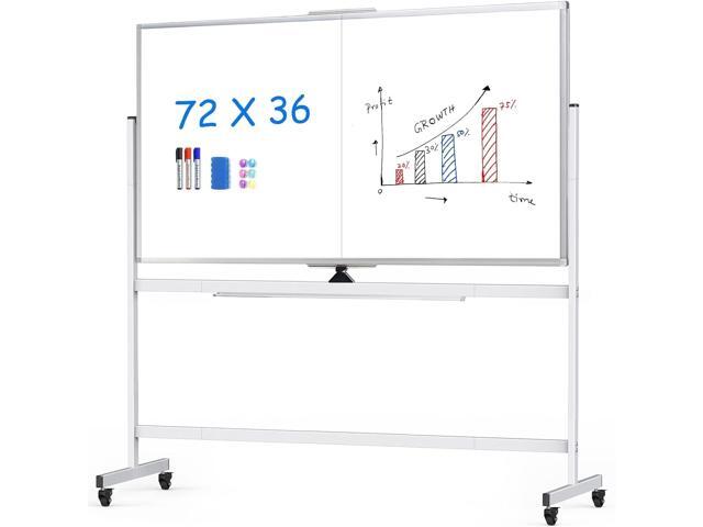 Rolling Whiteboard,72'x36' White Board with Stands Movable Dry Erase Board on Wheels, Large Double Sided Standing Whiteboard for Office School.