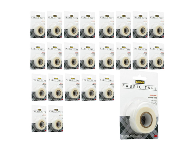 Removable Fabric Tape, 3/4 in x 180 in Rolls, 24-Pack Double Sided, White, Model FTR-1-CFT