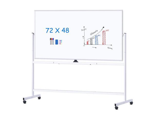 Rolling Whiteboard 72x48, Large Double-Sided White Board Dry Erase on Wheels, Giant Magnetic White Board Standing for Office, School, Home Office,...