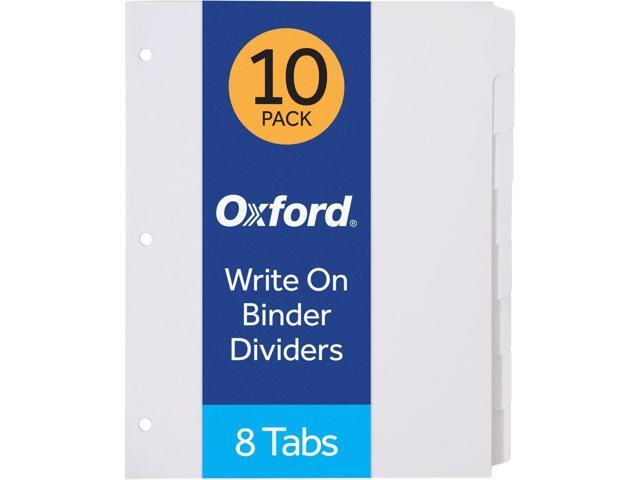 Binder Dividers for 3 Ring Binders, 8-Tab Dividers, Write On Tabs, White Paper, 10 Count (Pack of 10)