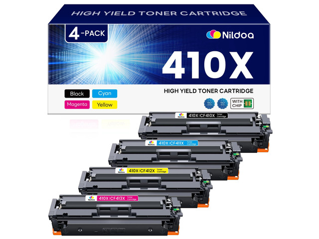 410X Toner Cartridges 4 Pack High Yield Replacement for HP 410X Black Cyan Magenta Yellow Color Pro MFP M477fnw M477fdw M452dn M452dw Printer ...