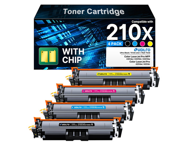 Compatible for HP 210X for HP 4301fdw 4301fdn 4301dw 4201dw 4201dn 4 Pack Compatible for HP 210X Toner Cartridges work for HP Color LaserJet Pro...