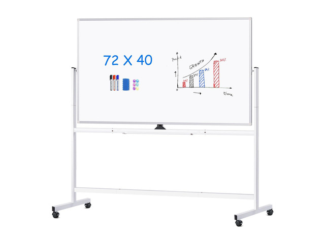Rolling Whiteboard 72x40, Large Double-Sided White Board Dry Erase on Wheels, Giant Magnetic White Board Standing for Office, School, Home Office,...