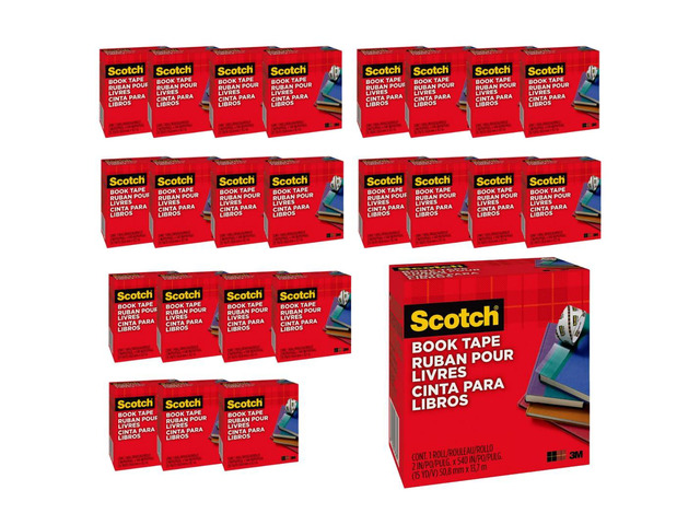 Book Tape, 2 in x 540 in Rolls, 24-Pack Excellent for Repairing, Reinforcing, Protecting, Covering, Model 845