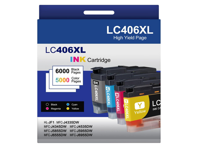 5-Pack LC406XL High Yield Ink Cartridges Compatible for Brother MFC-J4335DW MFC-J5855DW MFC-J6555DW MFC-J4535DW MFC-J6955DW MFC-J4345DW MFC-J5955DW...