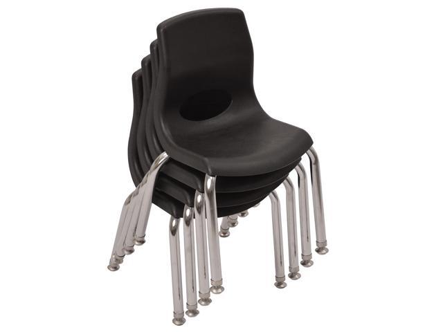 Childrens Factory MyPosture 10' H Chair, 4 Pack, Black with Chrome Legs, AB8010BLC4, Kids Preschool, Daycare or Classroom Flexible Seating, Toddler...
