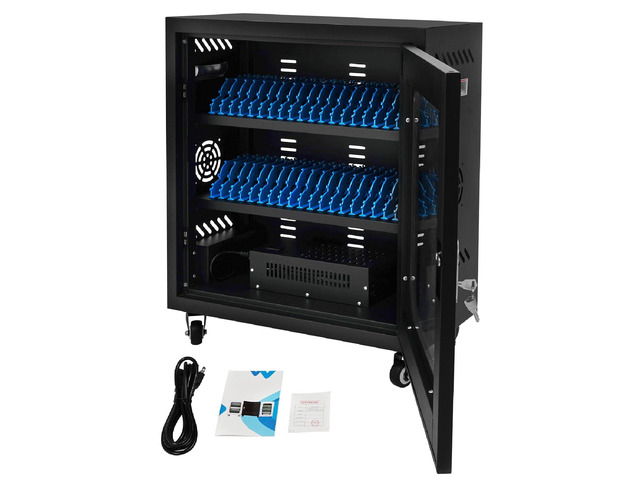 40 Device Mobile Phone Charging Cabinet for Cellphone, USB Cell Phone Mobile Charging Stations, MobileStorage Cart for Office and Classroom (Black)