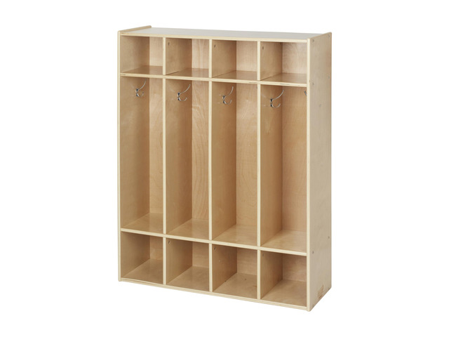 Sleekline 4-Section Storage Coat Locker, Kids Furniture, Natural