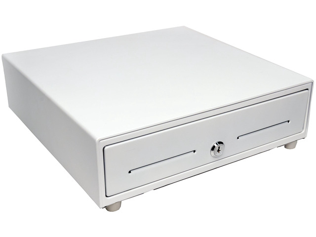CD3-1313 4 Bill / 5 Coin Value Series Mini Cash Drawer with 2 Media Slots and Included Cable (13' x 13') - White