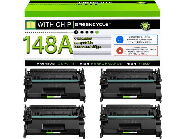 Compatible 148A Black Toner Cartridge for HP Laser Jet 4001n 4101fdw 4-pack W1480A with chip, black toner. Works with HP Laser Jet Pro 4001dn,...