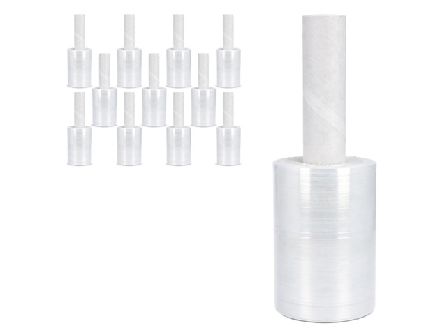 PSBM Mini Extended Core Platic Stretch Film Wrap 5' x 1000' 80 GA 24 Rolls Heavy Duty up to 500% Ultimate Stretch Clear Plastic Wrap Industrial...