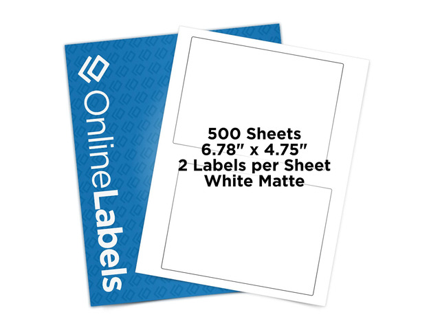 6.78 x 4.75 Shipping Labels - Compatible with USPS Click-N-Ship - Pack of 1,000 Labels, 500 Sheets - Inkjet/Laser Printer