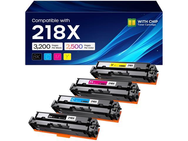 218X Toner Cartridge 4 Pack with Chip Replacement for HP 3301fdw 3301sdw Smart Chip Installed, 3200 Pages Black, 2500 Pages Color, Compatible.