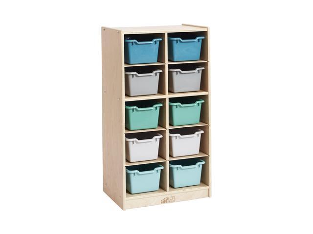 10 Cubby Mobile Tray Cabinet and 10 Scoop Front Bins, 5x2, Kids Furniture, Contemporary