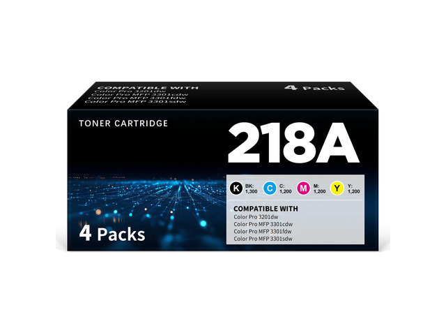 218A Toner Cartridges 4 Packs With Chip Compatible Replacement for HP 218A W2180A W2181A W2182A W2183A 218X W2180X work with Color Pro 3201dw...