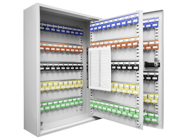 200-Position Key Cabinet Lock Box Combination Lock, Adjustable Numbered Hooks, Color-Coded Key Tags, Steel Construction Gray Finish