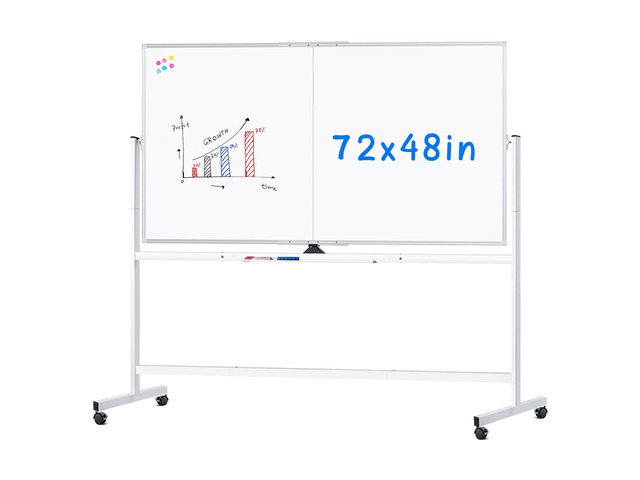 Rolling Whiteboard, 72x48 Large Double-Sided White Board Dry Erase on Wheels, Giant Magnetic White Board Standing for Office, School, Home Office,...