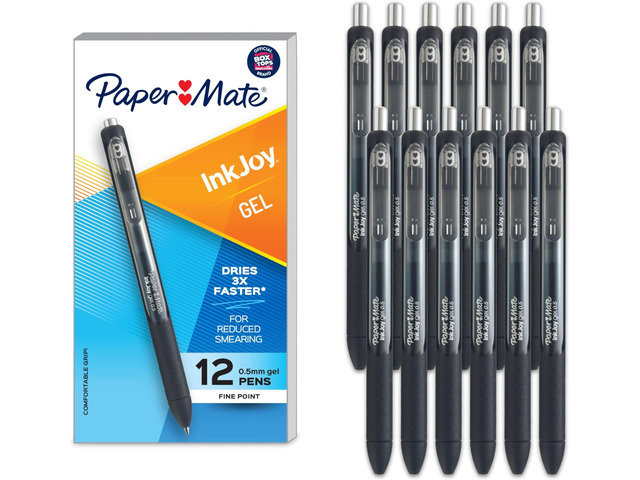 InkJoy Gel Pens, Retractable, Fine Point (0.5mm), Black Ink,Comfortable Grip, Writing, Teacher Supplies, 12 Count (Pack of 12)