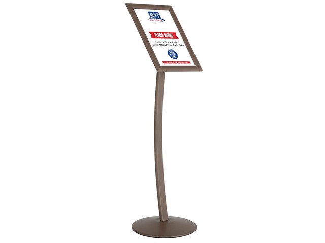 Curved Menu Board, 11x17 Pedestal Sign Holder Earth Color Floor Standing Aluminum Front Loading Easy Open Poster Message Advertisement Holder For...