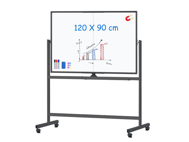 Rolling Whiteboard, 48x36 Large Magnetic White Board with Stands, Big Double-Sided White Board Dry Erase on Wheels for Homeschool, Home Office,...