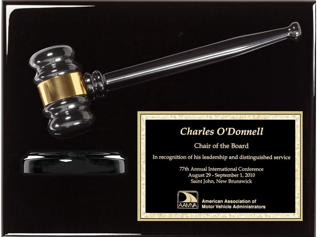 Custom Engraved Gavel Plaque Award Free Engraving, 12x9 Inches, Metal Mounted Gavel, Brass Plate, Judges Board Members Chairpersons Auctioneers