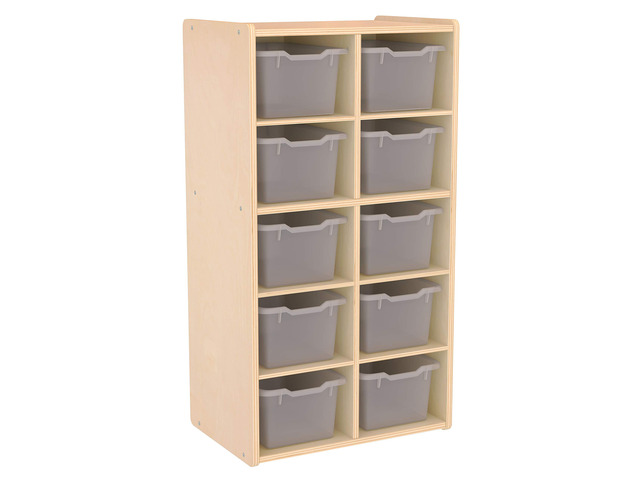 Streamline 10 Cubby Tray Cabinet and 10 Scoop Front Bins, 5x2, Kids Furniture, Clear