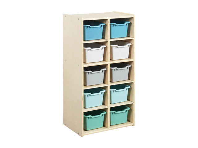 Streamline 10 Cubby Tray Cabinet and 10 Scoop Front Bins, 5x2, Kids Furniture, Contemporary