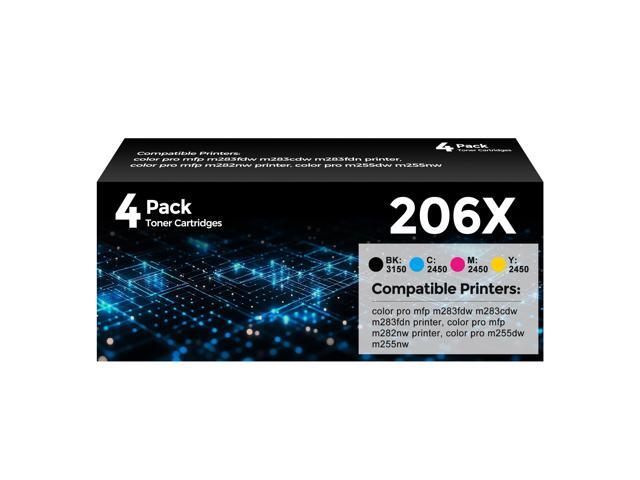 206X Toner Cartridges 4 Pack High Yield Replacement for HP 206X W2110X HP206X M283fdw Toner Work for M283fdw/cdw/fdn/M282nw & M255dw/nw, High.