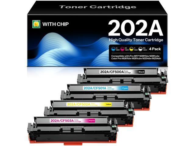 202A Compatible Toner Replacement for HP 202A CF500A 4 Pack CF502A CF503A Color Pro MFP M281fdw M281cdw M254dw M281fdn M254 M281 202 A Printer (4...