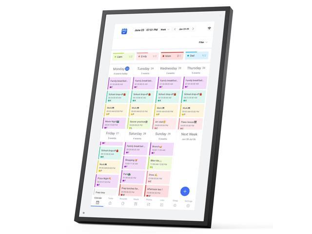 21.5' Smart Digital Calendar 1920×1080 Full HD Touchscreen Family Planner & Calendar with Chore Chart & Meal Planner, Wall-Mountable (Black White)