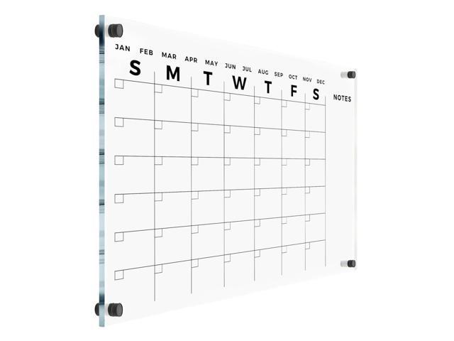 Acrylic Wall Premium Calendar with Black Hardware - Monthly and Weekly Board Family Planner - Dry Erase Family Calendar - Marker (28x20'' - Black...