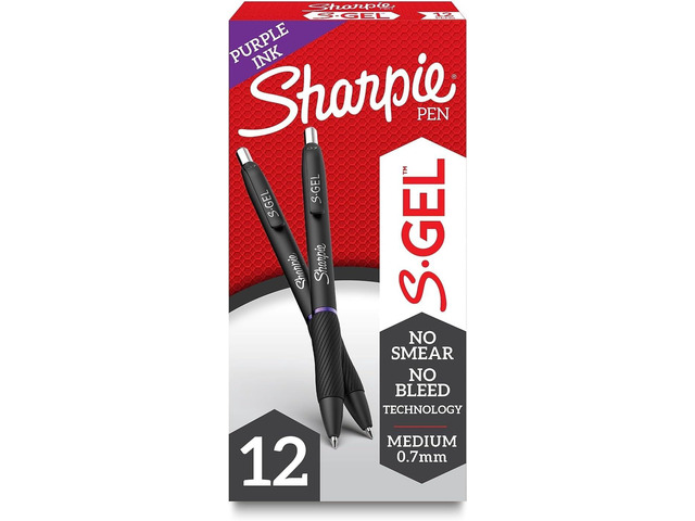 S-Gel_Gel-Pens Medium Point (0.7mm) Purple Gel Ink Pens 12 Count (Pack of 12)