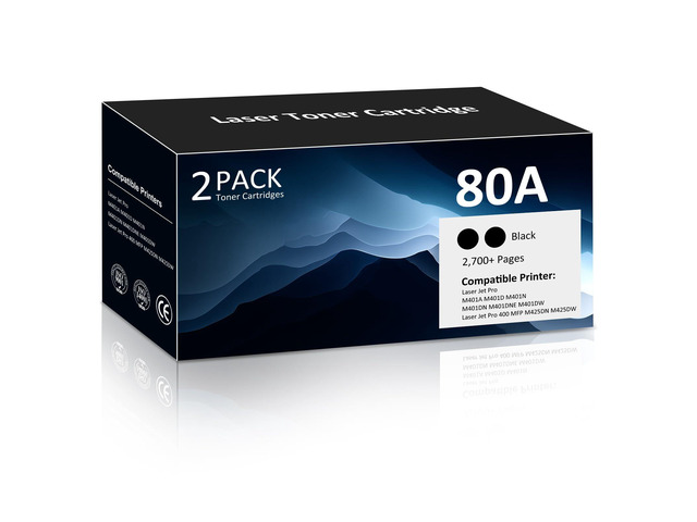 80A CF280A High Yield Toner Cartridge Compatible for HP 80A CF280A 80X CF280X Toner for HP Pro 400 M401A M401D M401N M401DNE MFP M425DN Ink Black 2...
