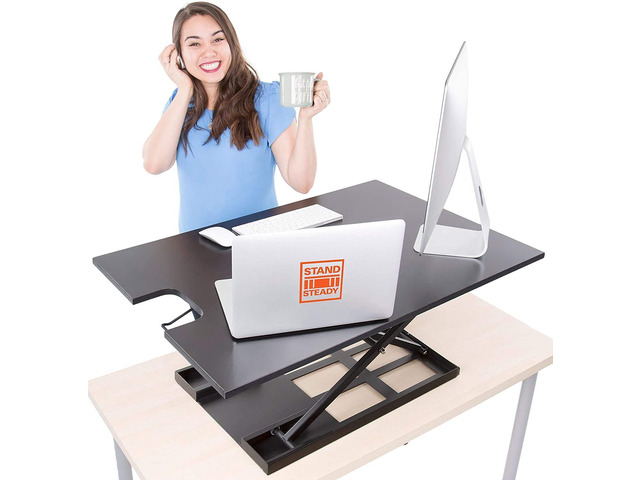 X-Elite Pro XL, Ergonomic Adjustable Height Standing Desk Converter, Extra Large Sit to Stand Laptop Desk Riser, Easily Fits 2 Computer Monitors,...