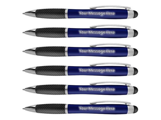 Personalized Pens-80 Pack Bulk-Free Laser Engraving - 3 In Ballpoint Pen, Stylus and Light Up Personalized Area, Custom Business Name, Text, Logo...