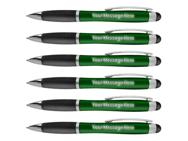Personalized Pens-80 Pack Bulk-Free Laser Engraving - 3 In Ballpoint Pen, Stylus and Light Up Personalized Area, Custom Business Name, Text, Logo...