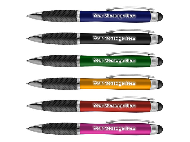 Personalized Pens-80 Pack Bulk-Free Laser Engraving - 3 In Ballpoint Pen, Stylus and Light Up Personalized Area, Custom Business Name, Text, Logo...