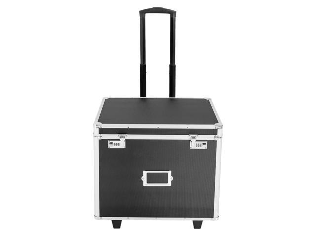 Aluminum Alloy File Organizer Box Mobile Document Box with Wheels, Hand Pull Locking File Case File Cabinet for Home Office Hospitals Banks School...