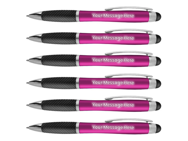 Personalized Pens-80 Pack Bulk-Free Laser Engraving - 3 In Ballpoint Pen, Stylus and Light Up Personalized Area, Custom Business Name, Text, Logo...