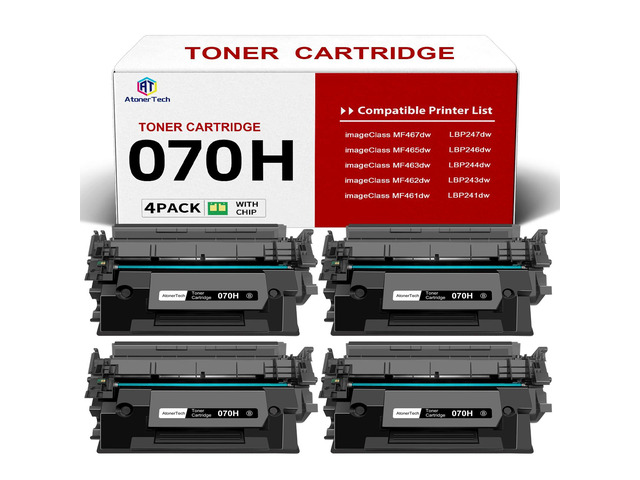 070H / 070 High Yield Toner Cartridge (4-Pack) Compatible Replacement for Canon 070H/070/CRG-070 Toner Cartridge with Canon imageCLASS MF465dw...