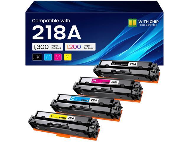 218A Toner Cartridge 4 Pack with Chip Replacement for HP 3301fdw 3301sdw Smart Chip Installed, 1300 Pages Black, 1200 Pages Color, Compatible.